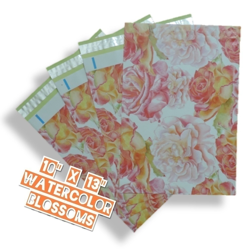 50 Poly Mailers 10x13 Watercolor Blossoms - Picture 2 of 4